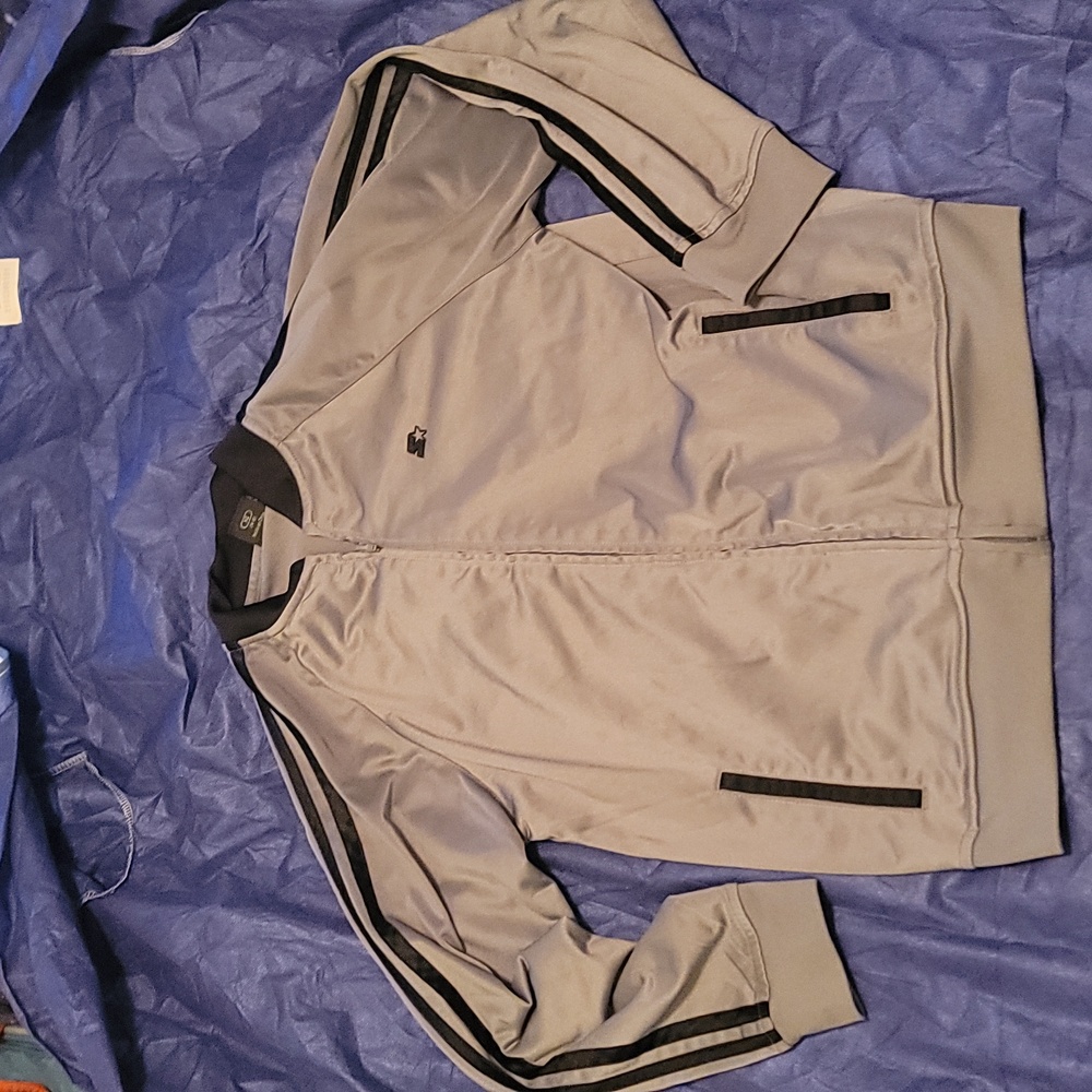 Starter Jacket Gray with Black Stripes Boy's Size XL 14-16
